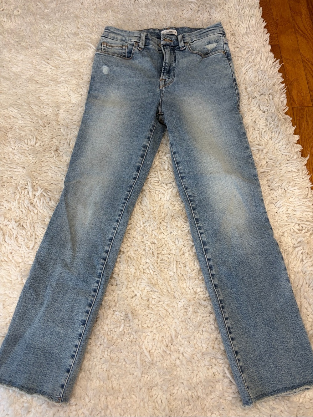 Good American Washed Light Blue Straight-Leg Jeans